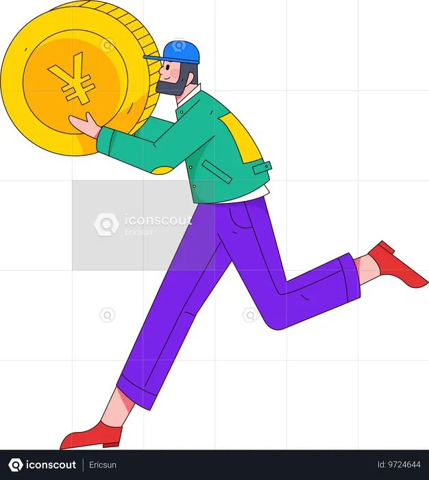 Man holding yen  Illustration