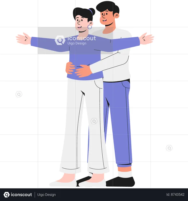Man Hugging His Partner on Valentine's Day  Illustration