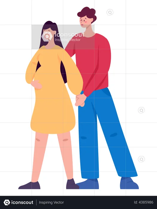 Man hugging pregnant wife  Illustration