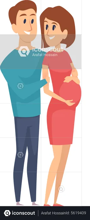 Man Hugging Pregnant Wife  Illustration