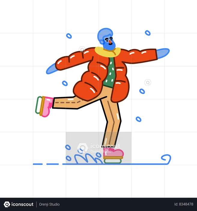 Man Ice Skating  Illustration
