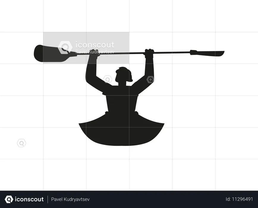 Man in a kayak holding an oar  Illustration