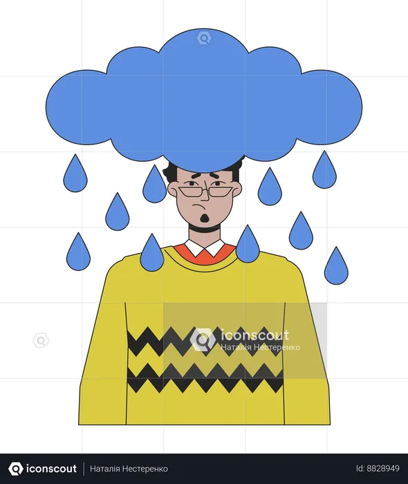 Man in anxious depression  Illustration