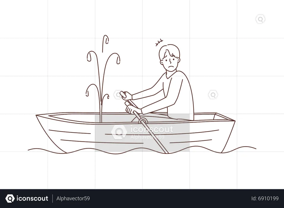 Man in boat  Illustration