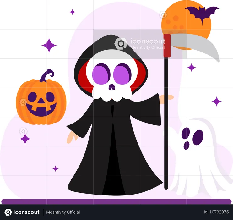 Man in Halloween Masks  Illustration