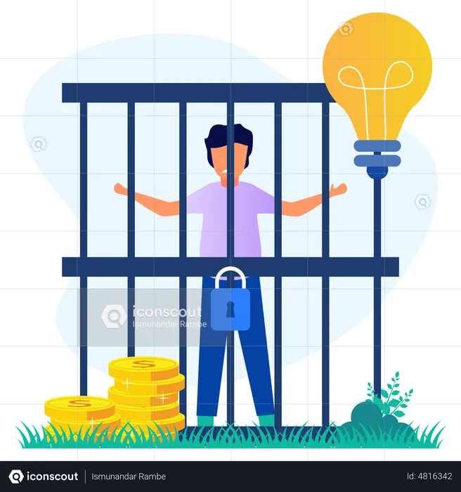 Man in jail  Illustration