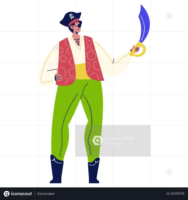 Man in Pirate Costume  Illustration
