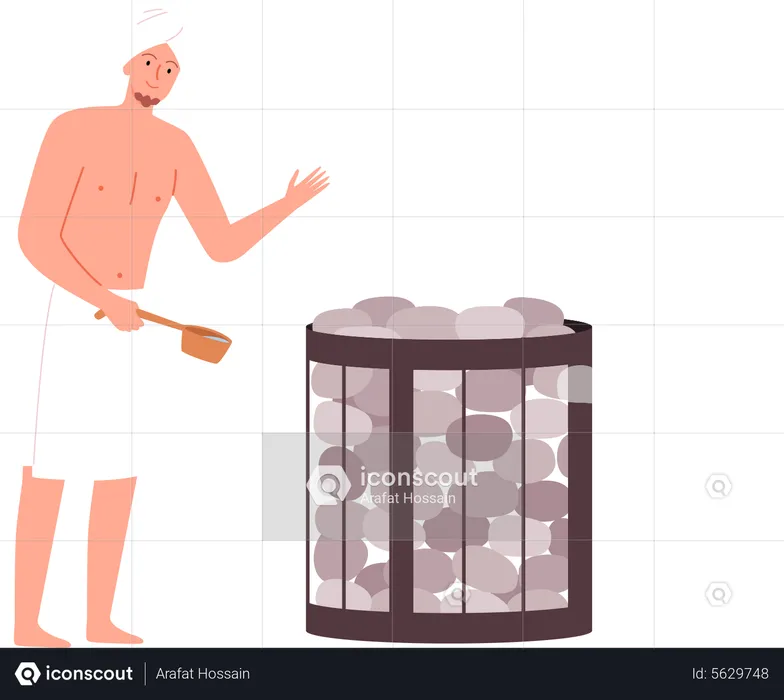 Man in sauna spa  Illustration