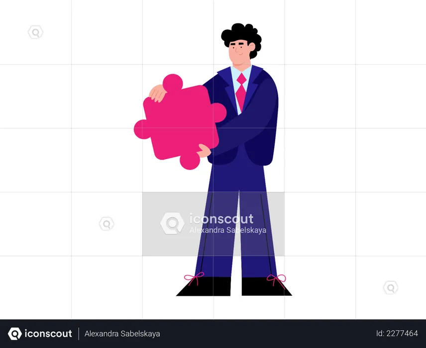 Man in suit holding puzzle  Illustration