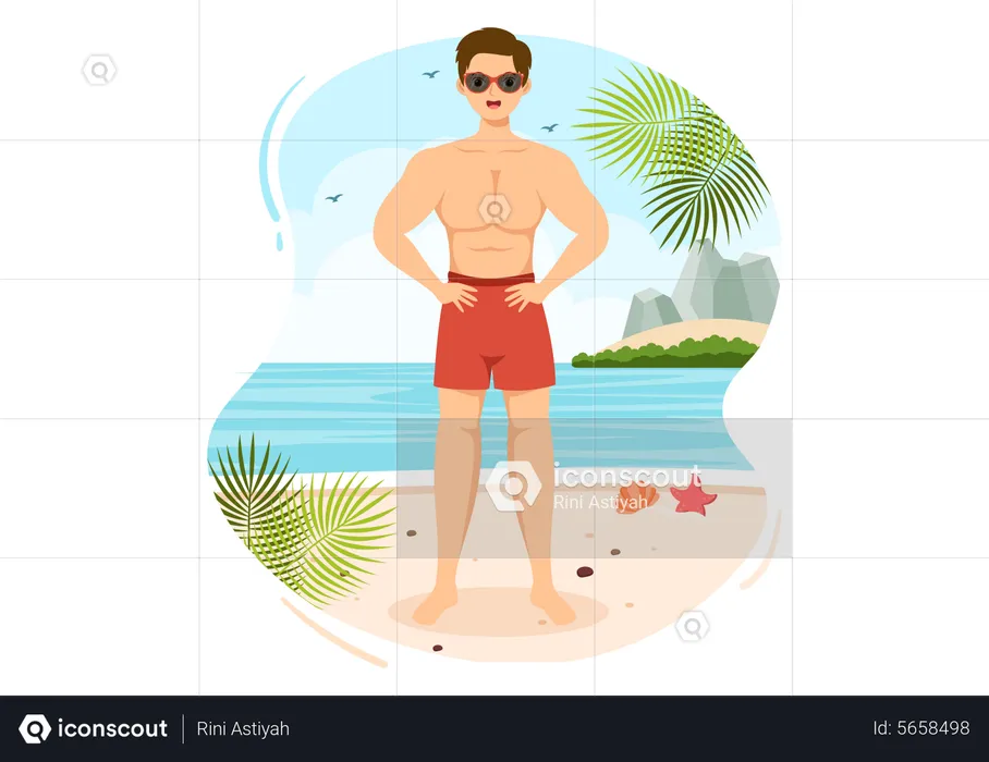 Man in Swimwear  Illustration
