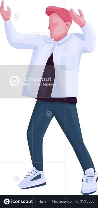 Man in trendy clothes dancing  Illustration