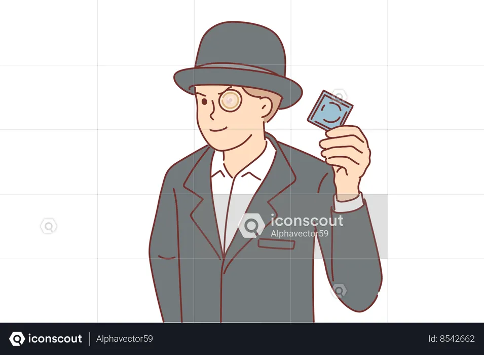 Man in tuxedo with condom  Illustration