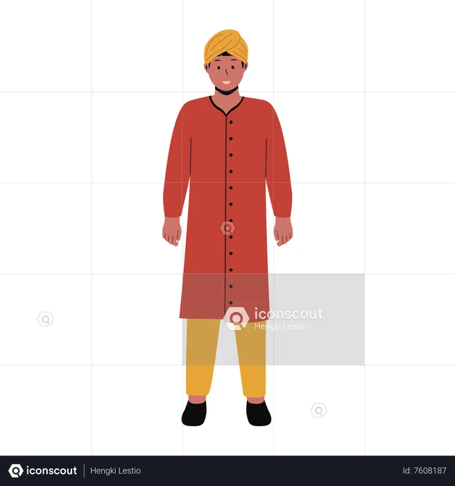 Man Indian in traditional clothes  Illustration
