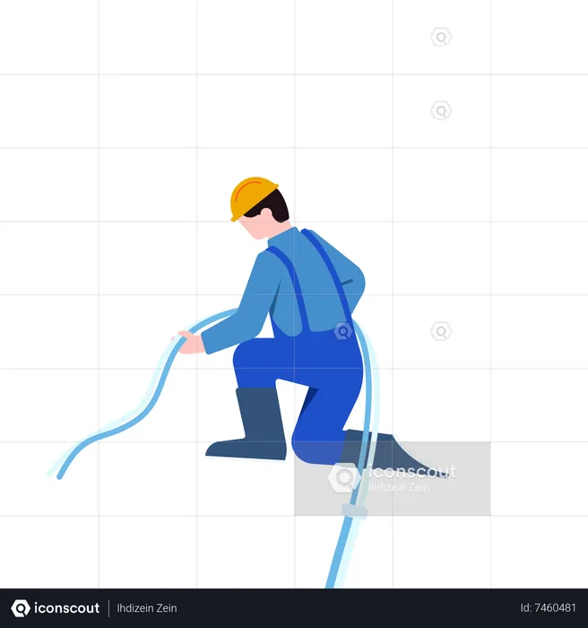 Man installing cable wire  Illustration