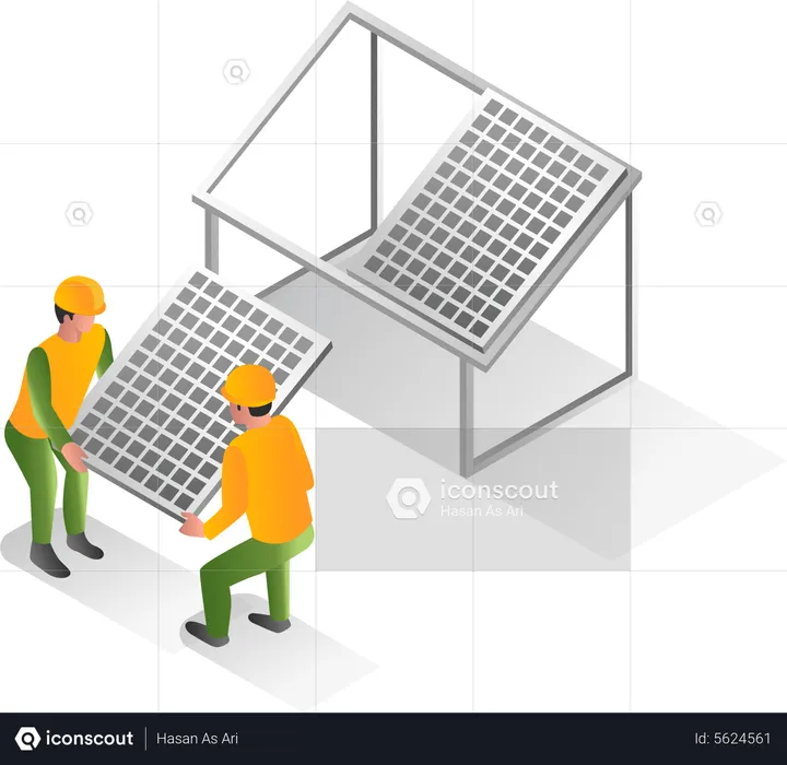 Man installing solar panels  Illustration