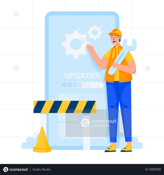 Man Installing system update  Illustration