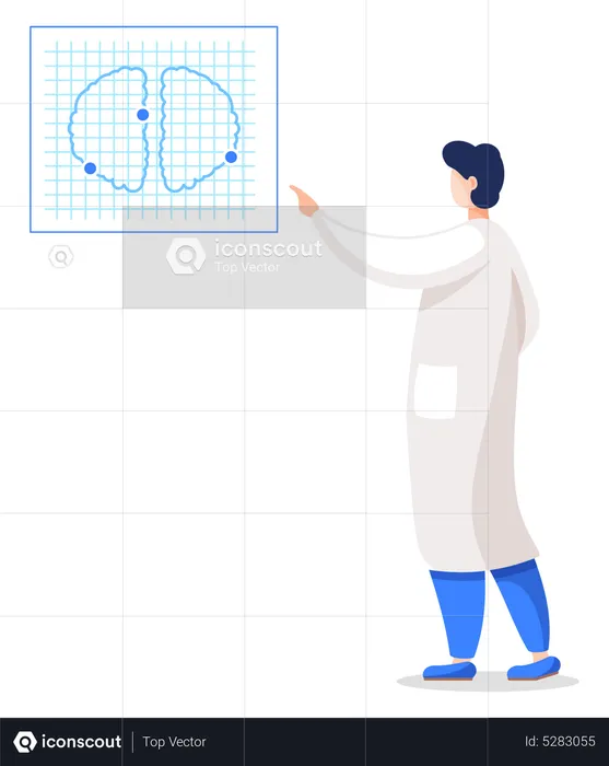 Man investigating MRI scan report  Illustration