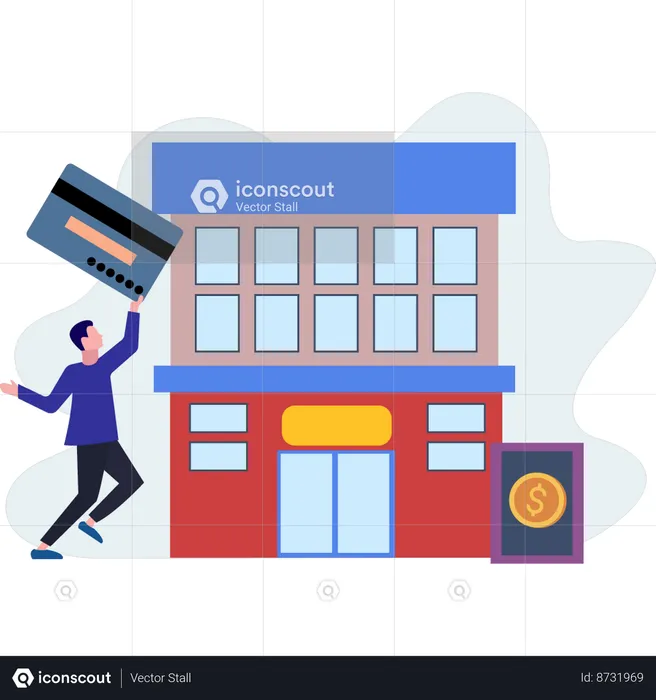 Man investing money in small business  Illustration