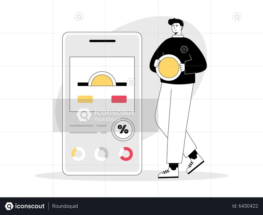 Man investment money through trading app  Illustration