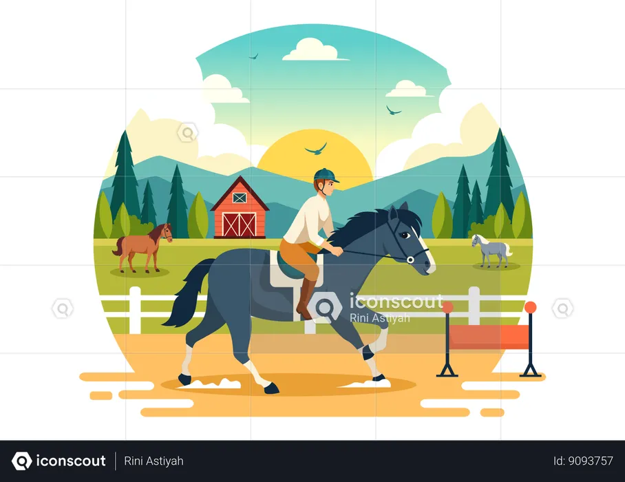 Man is a horse trainer  Illustration