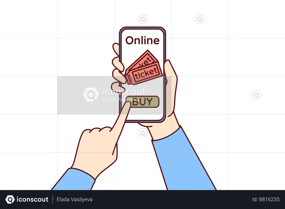 Man is booking online match tickets  Illustration