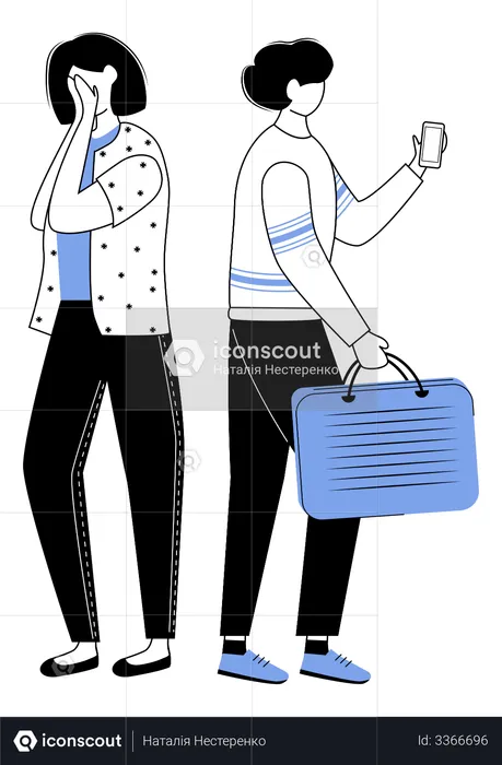 Man is busy with phone  Illustration