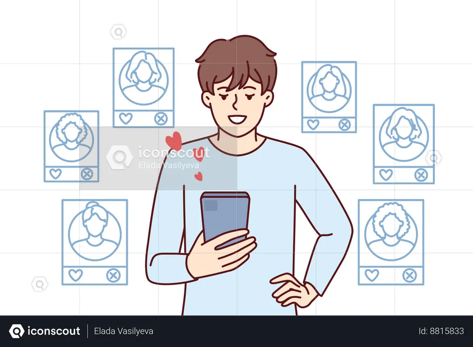 Man is chatting online  Illustration