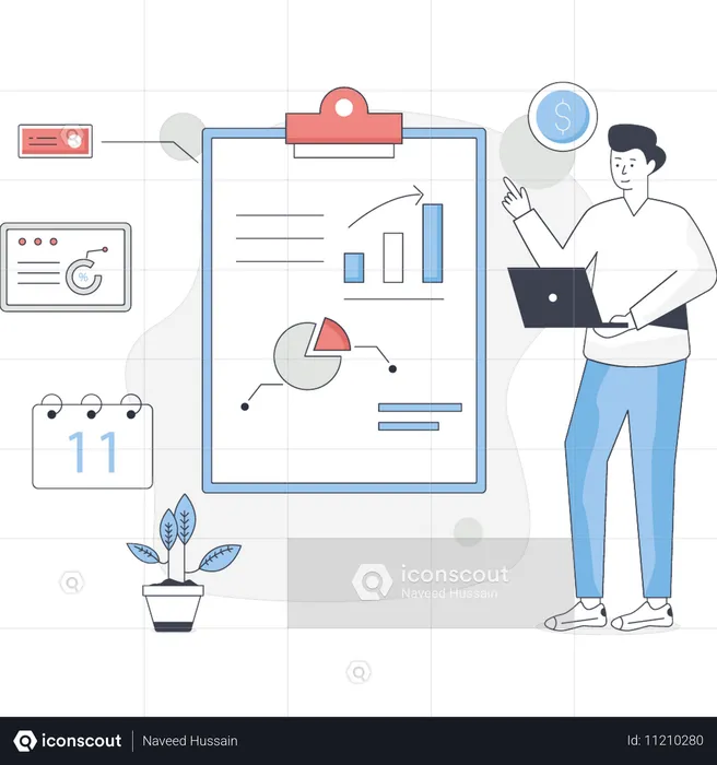 Man is checking clipboard report  Illustration