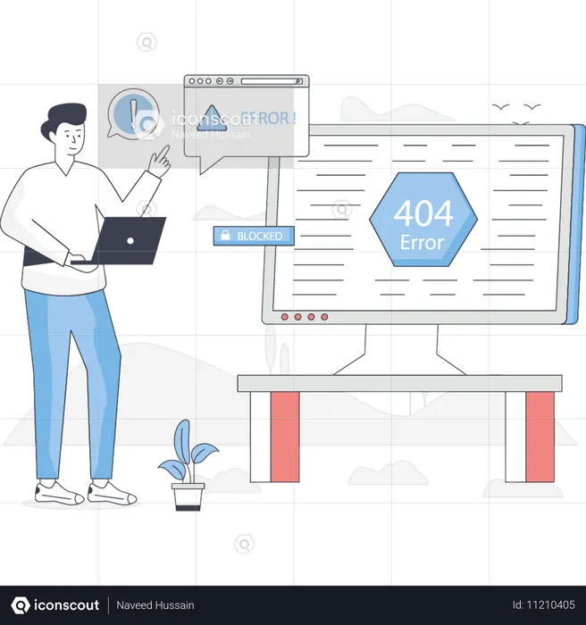 Man is checking web error  Illustration