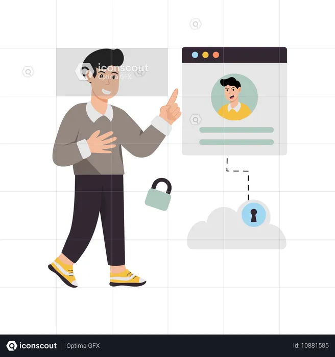 Man is cloud user  Illustration