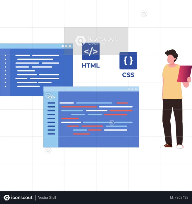 Best Man is coding HTML and CSS Illustration download in PNG & Vector ...