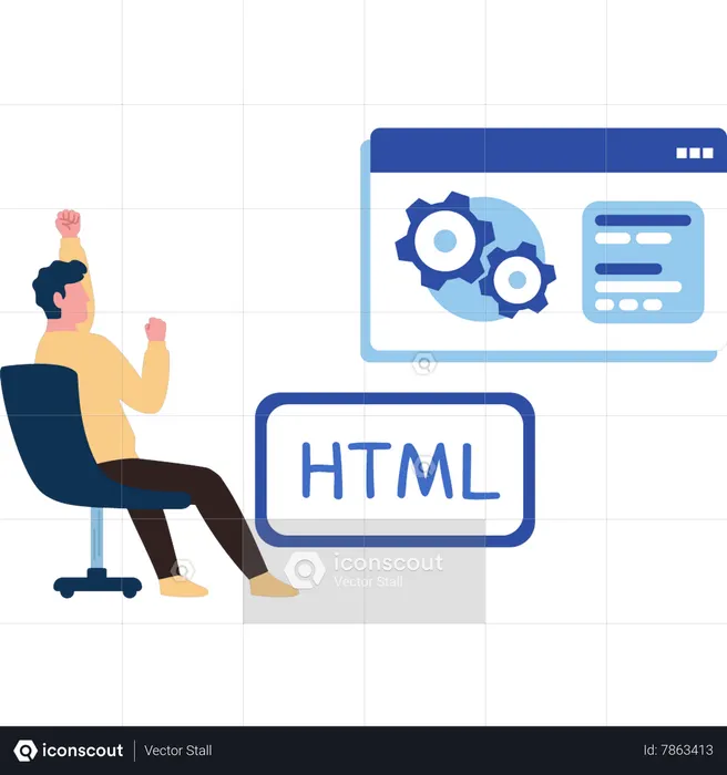 Man is coding HTML  Illustration