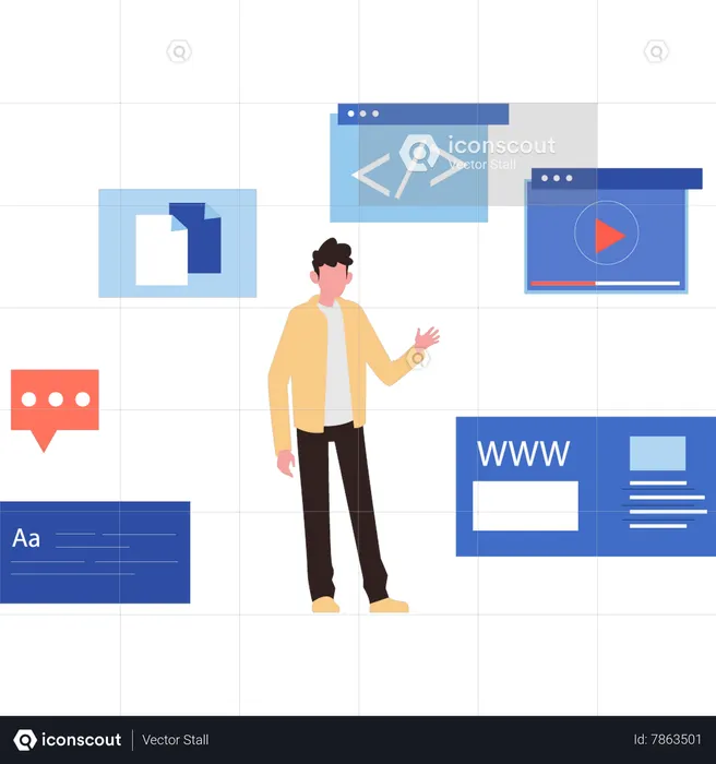 Man is coding the web page  Illustration