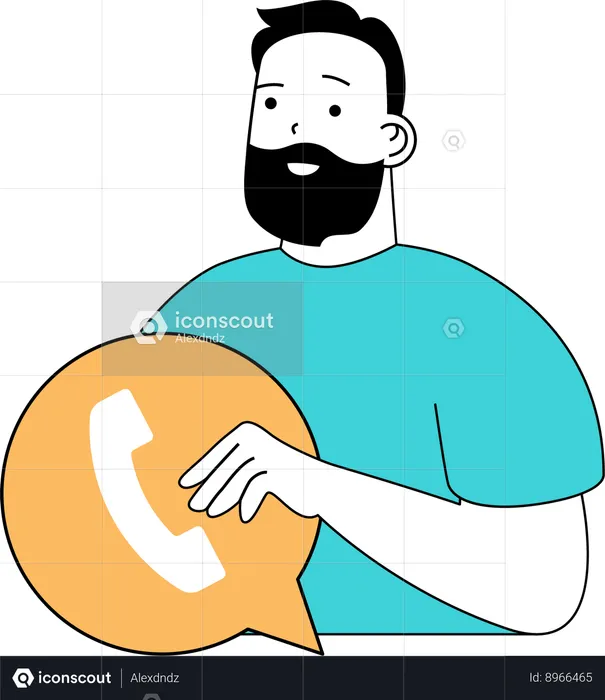 Man is contacting customer care center  Illustration