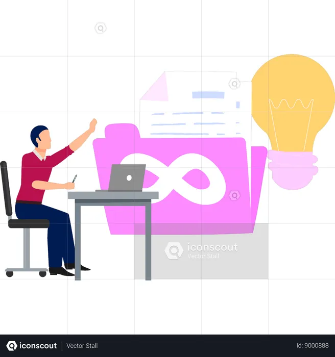 Man is creating new ideas from DevOps folder  Illustration