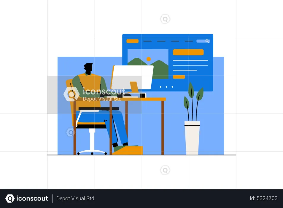 Man is designing UI  Illustration
