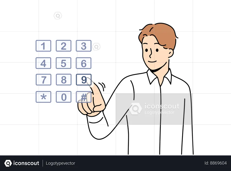 Man is dialing number from keypad  Illustration