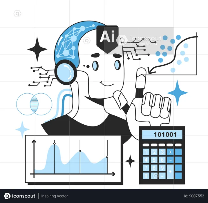 Man is doing AI calculations  Illustration