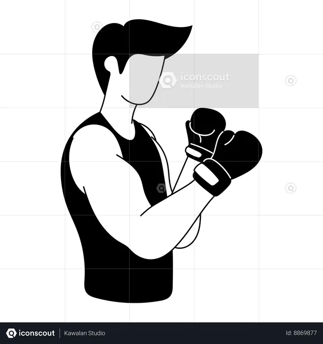 Man is doing boxing training  Illustration