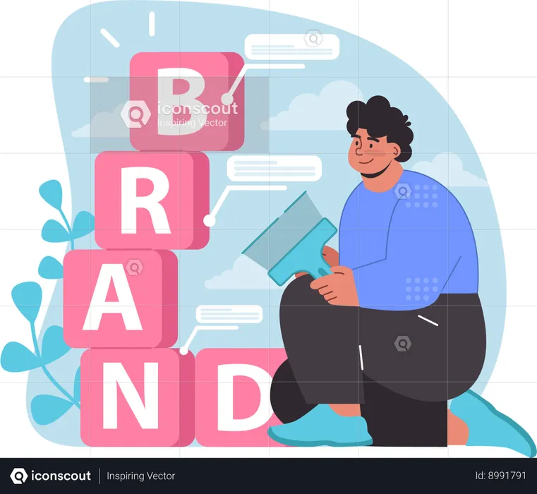Man is doing brand promotion  Illustration