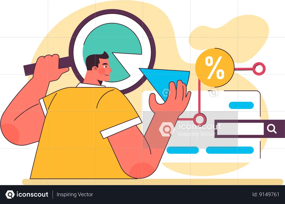 Man is doing business research  Illustration