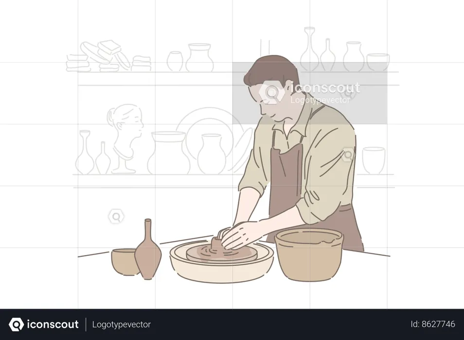 Man is doing craftwork  Illustration