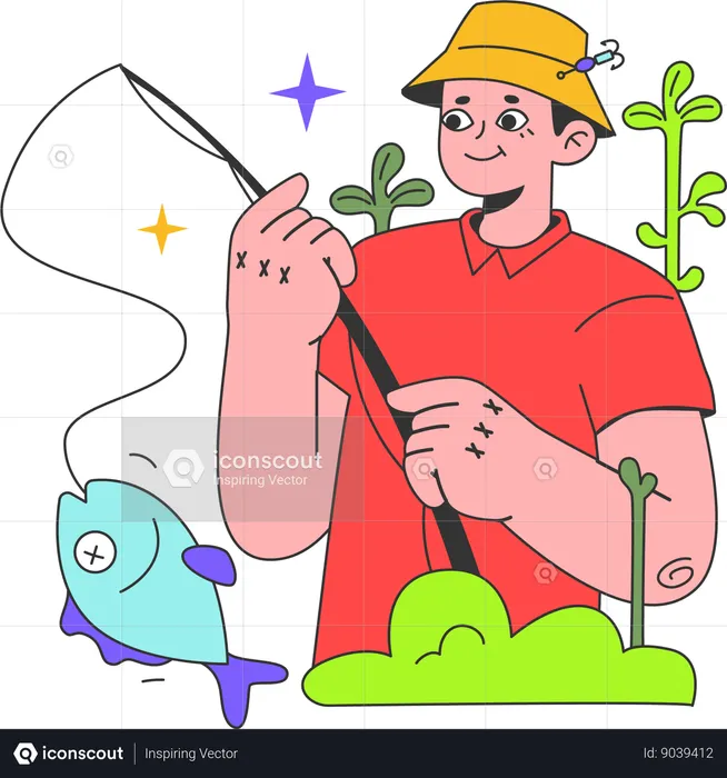 Man is doing fishing  Illustration