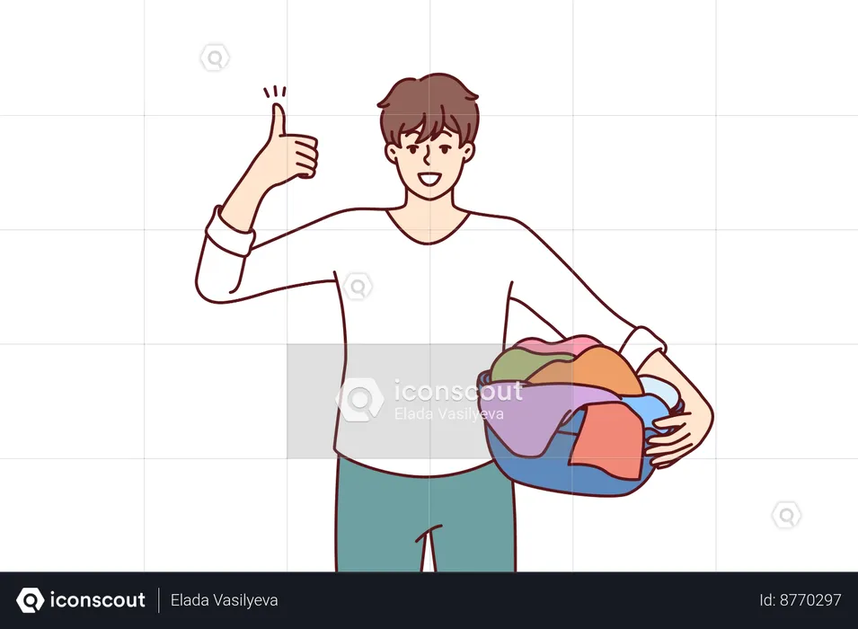 Man is doing household work  Illustration