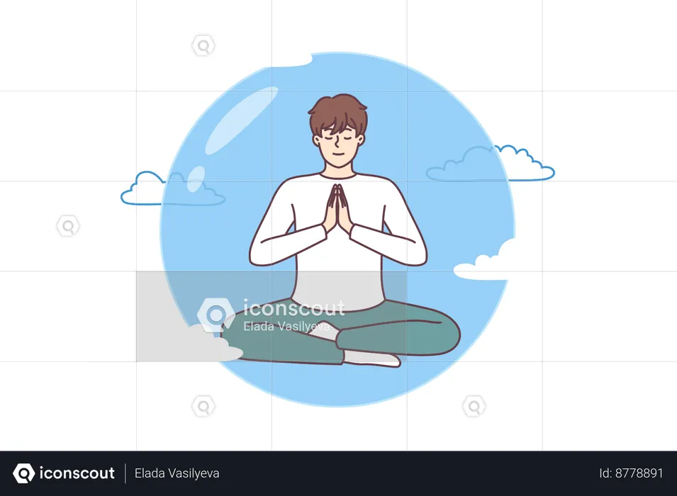 Man is doing meditation  Illustration