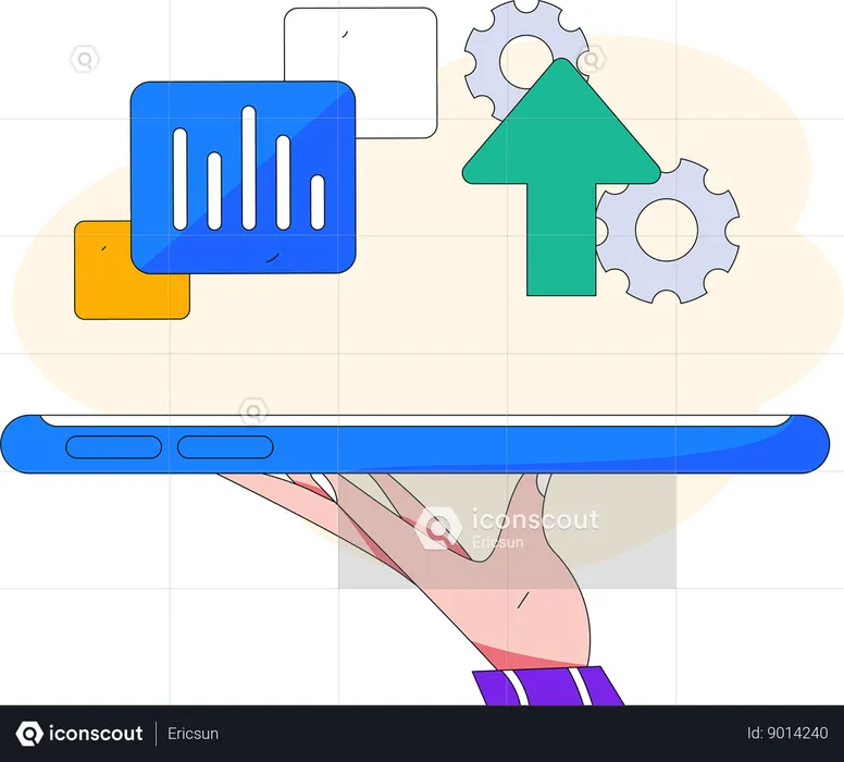 Man is doing mobile settings  Illustration