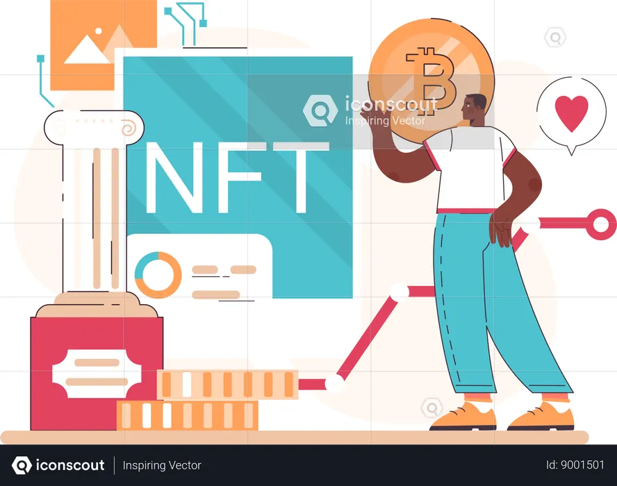 Man is doing NFT trading  Illustration