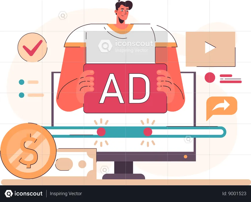 Man is doing online marketing  Illustration