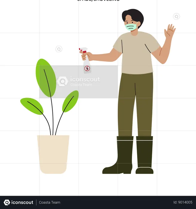 Man is doing plant pest control  Illustration