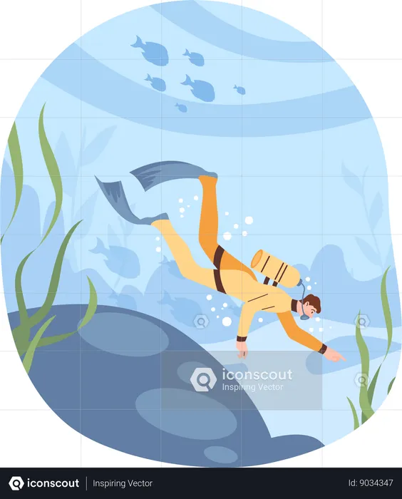 Man is doing scuba diving  Illustration